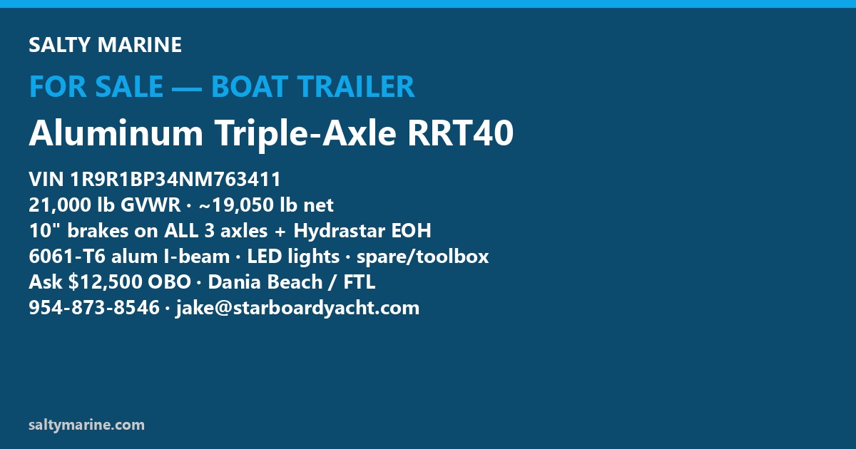 Aluminum triple axle boat trailer for sale